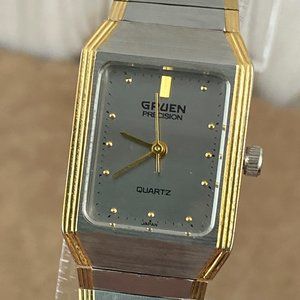 Fancy Two Tone Gold and Platinum Tone very Dressy Gruen Precision Watch